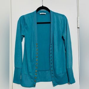 NWOT Zenana Snap Button Cardigan Small Light Teal
